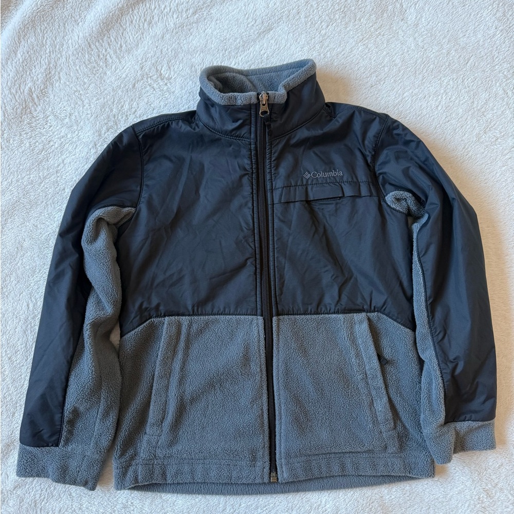 Columbia Black and Gray Sweater Fleece Jacket MidLayer Kids size Small / 6